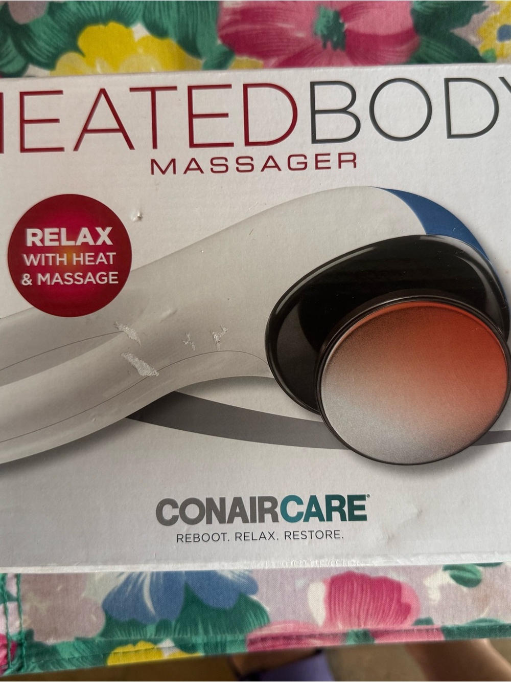 Heated Body Massager - White with Black & Orange Accent